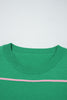 Green Colorblock Striped Half Sleeve Drop Shoulder Sweater