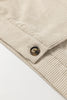 Beige Flap Pockets Buttoned Turn Down Collar Corduroy Shacket