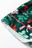 Green Festive Bow Print Long Sleeve Shirt and Pajama Short Set