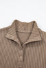 Casual Solid Color Textured Snap Button Collared Baggy Top