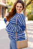 Khaki Stripe Drop Shoulder Casual Sweater