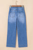 Sky Blue Cropped High Rise Wide Leg Jeans