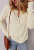 Oatmeal Textured Knit Half Buttons Henley Top