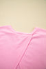 Pink Eyelash Floral Lace Patchwork Half Sleeve Oversize Tee