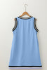 Myosotis Color Contrast Trim V Neck Shift Sleeveless Mini Dress