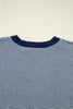 Blue Stripe Color Block Patchwork Dolman Oversize Tunic Sweater