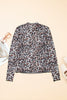 Brown Leopard Mock Neck Mesh Long Sleeve Top