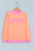 Grapefruit Orange Polka Dot Letter Graphic Colorblock Tunic Sweatshirt