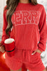 Racing Red Corded MERRY Graphic Long Sleeve Top and Shorts Set