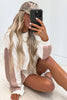 White Color Block Patchwork Drop Shoulder Pullover Casual Shorts 2pcs Outfit