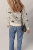 Beige Bow Decor Color Contrast Ribbed Edge Crew Neck Sweater