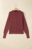 Red Dahlia Drop Shoulder High Neck Ribbed Sweater