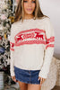 White Reindeer Pattern Cable Knit Christmas Fashion Sweater