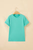 Mint Green Casual Plain Crew Neck Tee