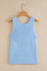 Beau Blue Horizontal Ribbing Patchwork Swing Sweater Tank