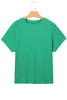 Sea Green Waffle Textured Knit Dolman Short Sleeve Loose Top