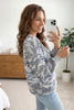 Multicolour Camouflage Long Sleeve Round Neck Shift Pullover Top