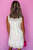 White Floral Eyelet Embroidered Sleeveless Shift Dress