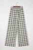 Gray Plaid Wide Leg Casual Pants