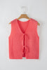Tomato Red Lace-up Front V Neck Sweater Vest