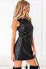 Black Vegan Leather Sleeveless Mini Dress