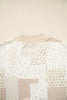 Sky Blue Patchwork Floral Print Mock Neck Long Sleeve Sweatshirt