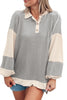 Khaki Textured Colorblock Collared Henley Top