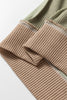 Smoke Green Color Block Mix Texture Waffle Patchwork Oversize Sweatshirt