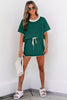 Evergreen Colorblock Edge Drop Shoulder T Shirt and Skirt 2Pcs Set
