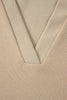 Parchment Striped Raglan Sleeve Notched Neck Raw Edge Plus Size Jumper