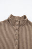 Casual Solid Color Textured Snap Button Collared Baggy Top