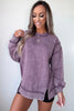 Rose Red Mineral Wash Exposed Seam Side Slit Sweatshirt
