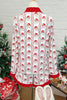 White Santa & Stripes Ruffle PJ Set