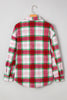 Red Christmas Plaid Casual Flannel Shacket