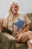 Pale Khaki Mineral Wash Stud Beaded Star Graphic Pocketed T Shirt Dress