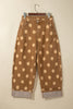 Sky Blue Polka Dot Ankle-Length Metal Button Casual Jeans