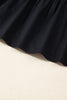 Black Contrast Trim Knot Cuffs Plus Size V Neck Mini Dress