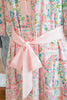 Pink Boho Floral Print Color Block Trim Half Button Belted Mini Dress