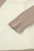 White Color Block Ribbed Knit Button Down Sweater Cardigan