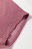 Burgundy Twisted Ribbed High Neck Loose Tee Elastic High Waist Loose Pant Set