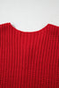 Fiery Red Solid Textured Knit Side Pockets Buttoned Sweater Vest