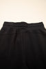 Black Exposed Seam Detail Skinny Drawstring Jogger Pants