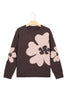 Chicory Coffee Cozy Floral Print Round Neck Dropped Shoulder Casual Sweater