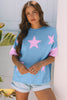 Myosotis Frayed Denim Star Patched Oversize T Shirt