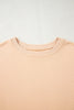 Beige Color Block Patchwork Split Hem Casual Sweatshirt
