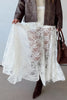 White Sheer Floral Lace Flowy Maxi Skirt