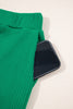 Green Solid Color Ribbed Ruffle Tank Top and Pants Set
