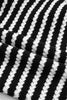 Black Stripe Short Sleeve Knit V Neck Bow Knot Sweater
