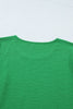 Sea Green Solid Color Ruffle Trim Short Sleeve Blouse