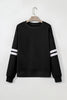 Black Varsity Striped Detail Drop Shoulder Oversized Sweatshirt